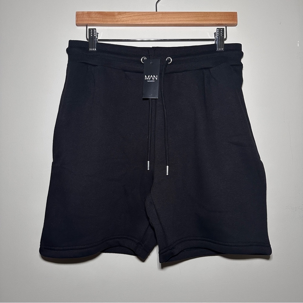 Men’s BoohooMAN Slim Fit Short Length Jersey Shorts - Black - Medium